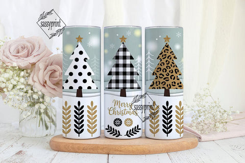 Christmas Tree Trio 20oz Tumbler Wrap Sublimation sassyprint 