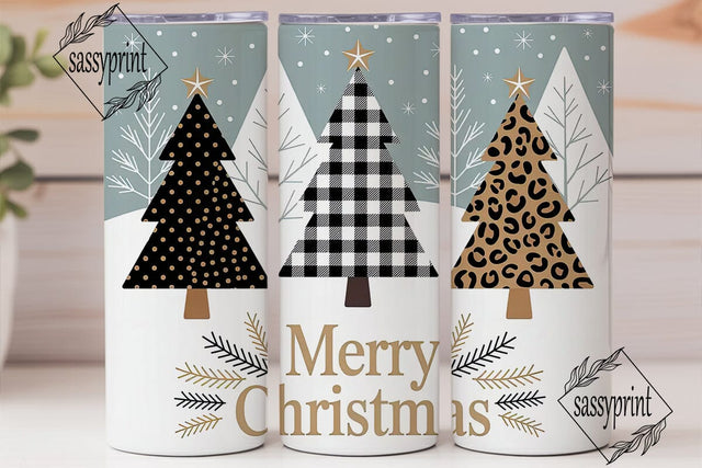 Christmas Tree Trio 20oz Tumbler Wrap Sublimation sassyprint 