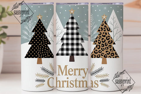 Christmas Tree Trio 20oz Tumbler Wrap Sublimation sassyprint 
