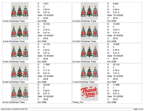 Christmas Tree Trio Embroidery Design – Bow Christmas Tree Machine Embroidery File, Coquette Holiday Xmas Tree Design Embroidery/Applique DESIGNS PatternFeed8 