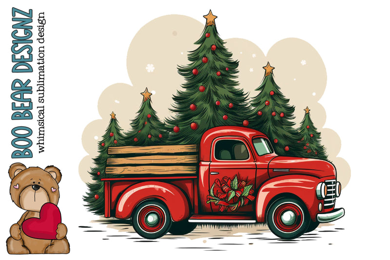 Christmas Tree Truck Sublimation Sublimation Boo Bear Designz 