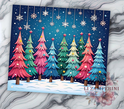 Christmas Tree Tumbler, Snowflakes Tumbler Wrap, 20oz Sublimation Design, Winter Tumbler Wrap, Holiday Tumbler Design, Digital Download PNG, Festive Tumbler Wrap Sublimation Li Zamperini 