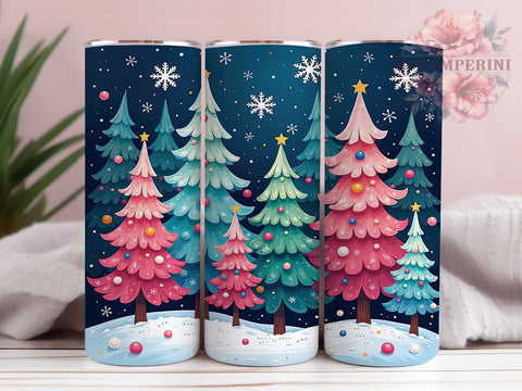 Christmas Tree Tumbler, Snowflakes Tumbler Wrap, 20oz Sublimation Design, Winter Tumbler Wrap, Holiday Tumbler Design, Digital Download PNG, Festive Tumbler Wrap Sublimation Li Zamperini 