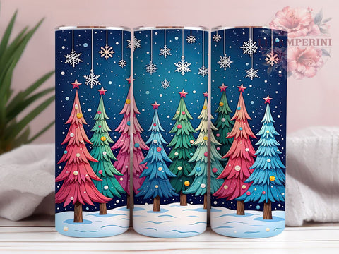Christmas Tree Tumbler, Snowflakes Tumbler Wrap, 20oz Sublimation Design, Winter Tumbler Wrap, Holiday Tumbler Design, Digital Download PNG, Festive Tumbler Wrap Sublimation Li Zamperini 