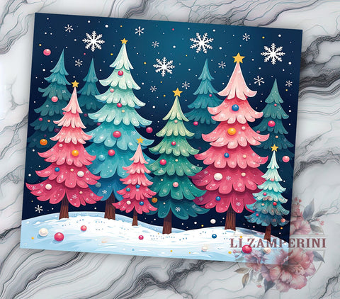 Christmas Tree Tumbler, Snowflakes Tumbler Wrap, 20oz Sublimation Design, Winter Tumbler Wrap, Holiday Tumbler Design, Digital Download PNG, Festive Tumbler Wrap Sublimation Li Zamperini 