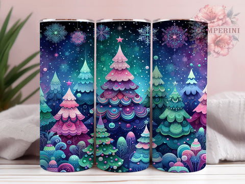 Christmas Tree Tumbler, Snowflakes Tumbler Wrap, 20oz Sublimation Design, Winter Tumbler Wrap, Holiday Tumbler Design, Digital Download PNG, Festive Tumbler Wrap Sublimation Li Zamperini 