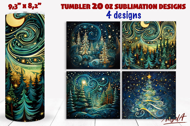 Christmas tree tumbler wrap sublimation, magic winter scene Sublimation Angelina Semenova 