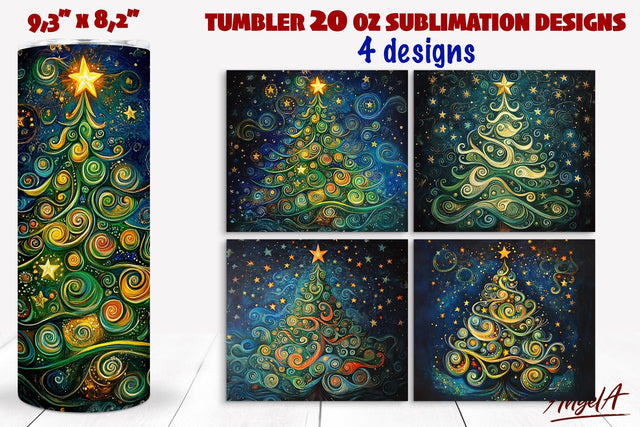Christmas tree tumbler wrap sublimation, swirl texture PNG Sublimation Angelina Semenova 