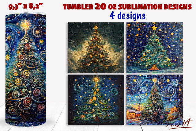 Christmas tree tumbler wrap sublimation, swirl texture PNG Sublimation Angelina Semenova 
