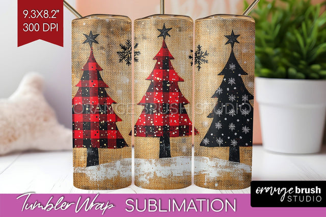 Christmas Tree Tumbler Wrap - Vintage Christmas Tumbler PNG Sublimation OrangeBrushStudio 