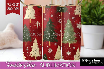 Christmas Tree Tumbler Wrap - Vintage Christmas Tumbler PNG Sublimation OrangeBrushStudio 