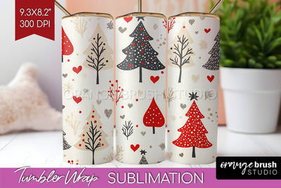 Christmas Tree Tumbler Wrap - Vintage Christmas Tumbler PNG Sublimation OrangeBrushStudio 