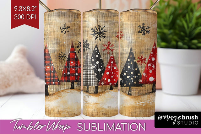 Christmas Tree Tumbler Wrap - Vintage Christmas Tumbler PNG Sublimation OrangeBrushStudio 