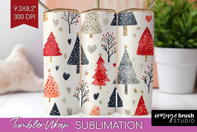 Christmas Tree Tumbler Wrap - Vintage Christmas Tumbler PNG Sublimation OrangeBrushStudio 