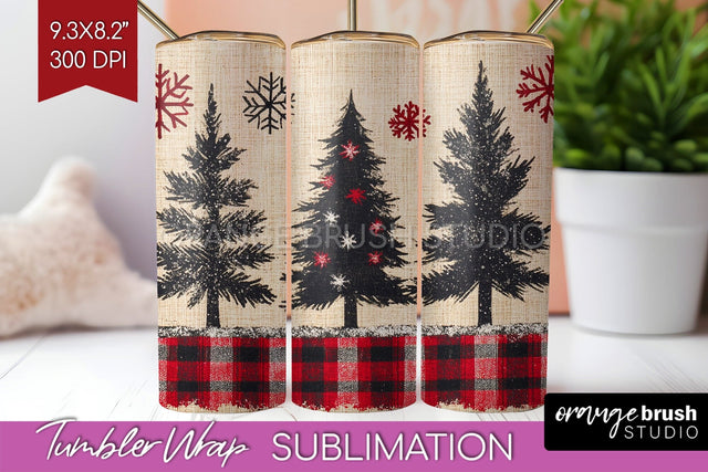 Christmas Tree Tumbler Wrap - Vintage Christmas Tumbler PNG Sublimation OrangeBrushStudio 