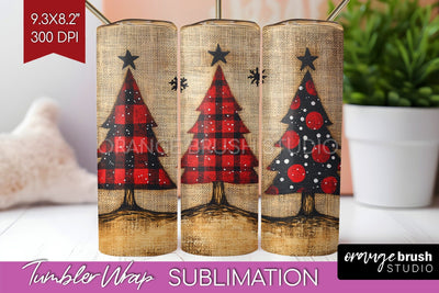 Christmas Tree Tumbler Wrap - Vintage Christmas Tumbler PNG Sublimation OrangeBrushStudio 