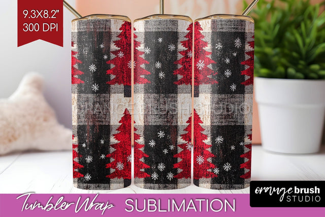 Christmas Tree Tumbler Wrap - Vintage Christmas Tumbler PNG Sublimation OrangeBrushStudio 