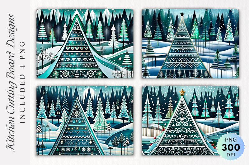 Christmas Tree Winter Forest Cutting Board Sublimation Regulrcrative 