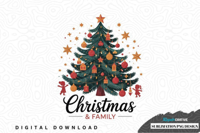 Christmas tree with family sublimation png design Sublimation Regulrcrative 