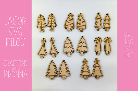 Christmas Tree Wood Earring Bundle Laser SVG File SVG Crafting With Brenna 