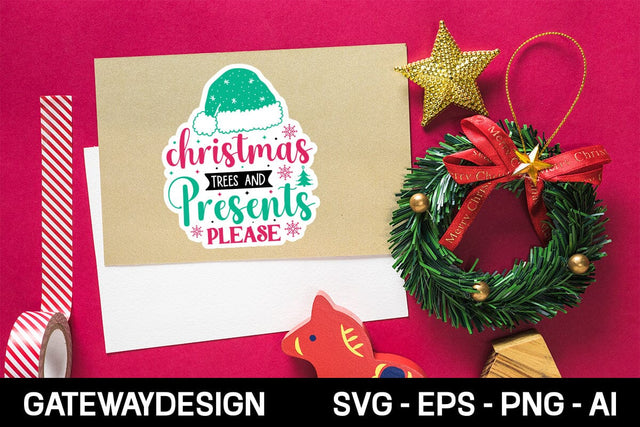 Christmas Trees And Presents Please sticker Svg design SVG designmaster24 
