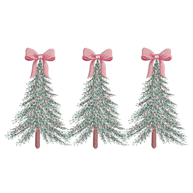 Christmas Trees Coquette Bow Embroidery Design, 3 sizes, Instant Download Embroidery/Applique DESIGNS Nino Nadaraia 