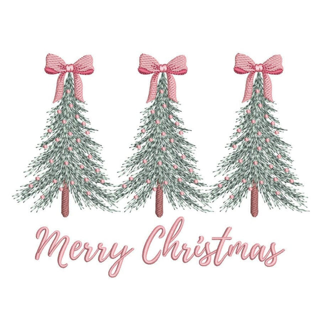 Christmas Trees Coquette Bow Embroidery Design, 3 sizes, Instant Download Embroidery/Applique DESIGNS Nino Nadaraia 