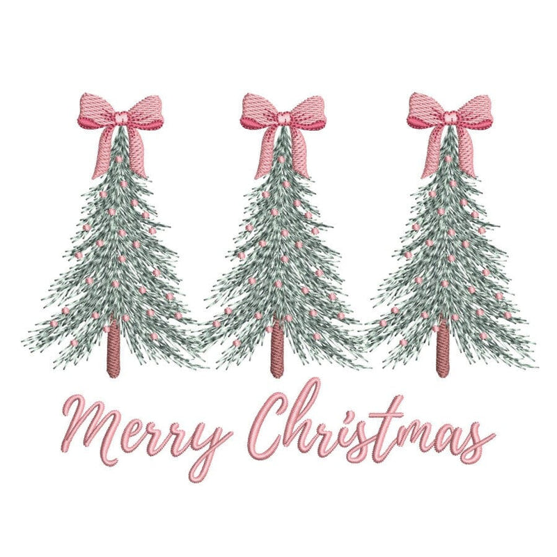 Christmas Trees Coquette Bow Embroidery Design, 3 sizes, Instant Download Embroidery/Applique DESIGNS Nino Nadaraia 
