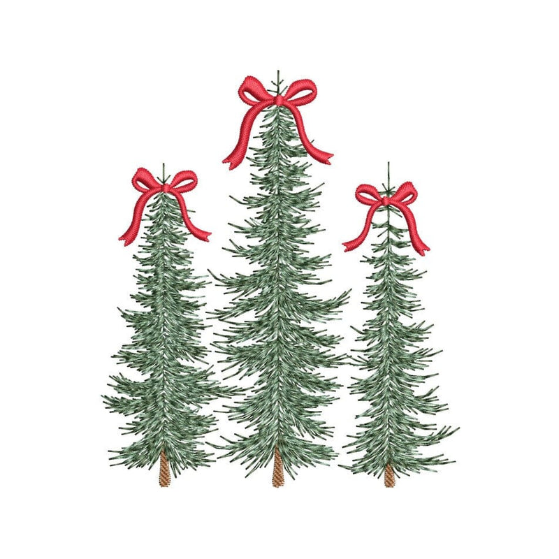 Christmas Trees Coquette Bow Embroidery Design, 4 sizes, Instant Download Embroidery/Applique DESIGNS Nino Nadaraia 