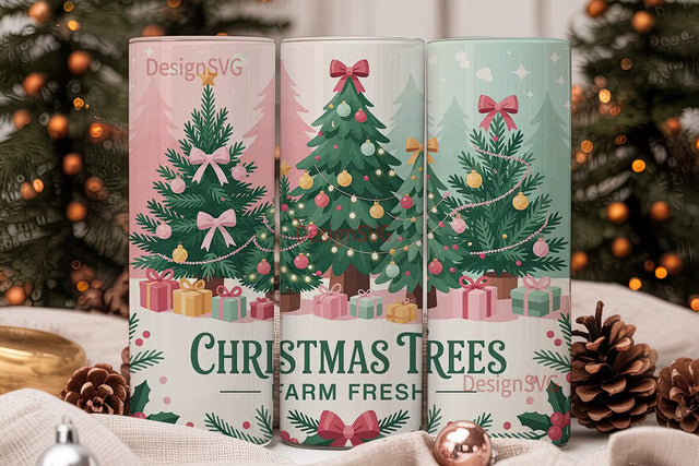 Christmas Trees Farm Fresh 20oz Tumbler Sublimation DesignSVG 