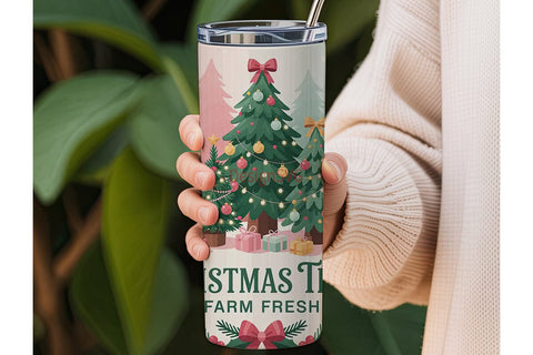 Christmas Trees Farm Fresh 20oz Tumbler Sublimation DesignSVG 
