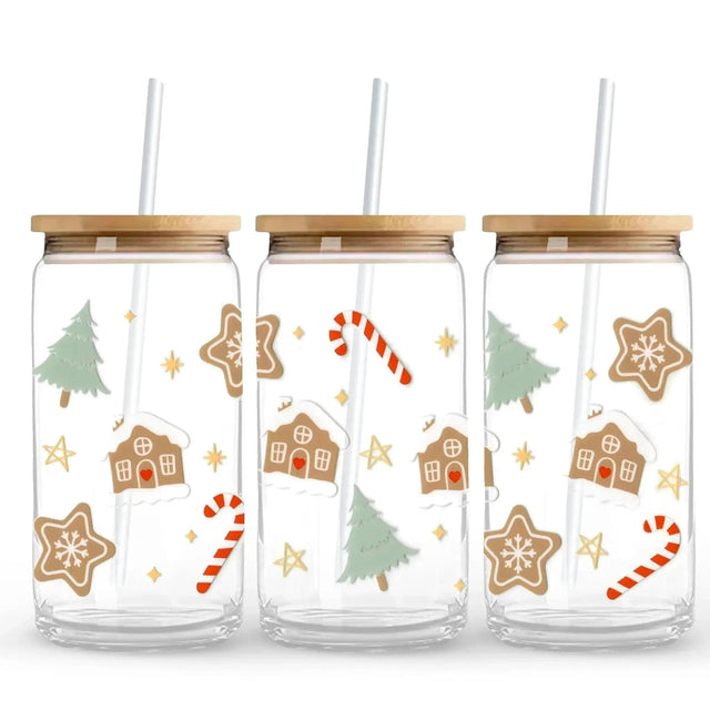 Christmas Trees & Gingerbread 9.7 x 4.3 UV DTF Wrap Only (Cup NOT Included) Physical DIY Craft Warehouse 