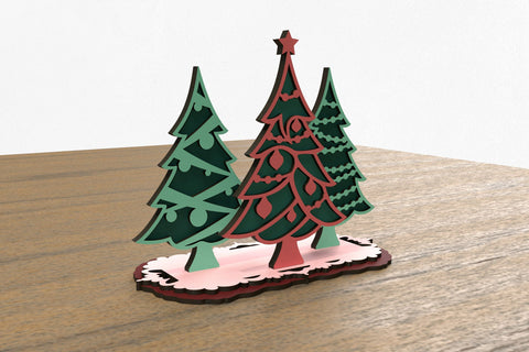 Christmas Trees on Stand 3D laser cut files SVG Angel on Empire 