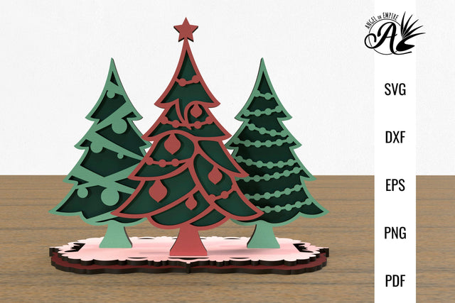 Christmas Trees on Stand 3D laser cut files SVG Angel on Empire 