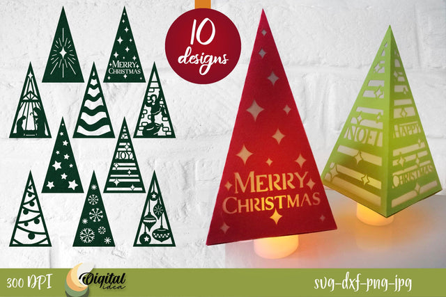 Christmas Trees Paper Cut Bundle. 3D Xmas Paper Cut 3D Paper Evgenyia Guschina 