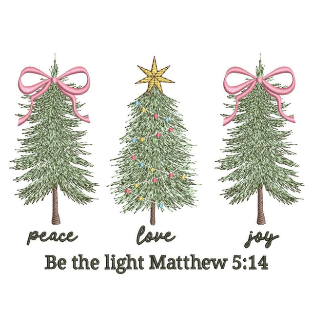Christmas Trees Peace Love Joy Bible Quote Embroidery Design, 3 sizes, Instant Download Embroidery/Applique DESIGNS Nino Nadaraia 