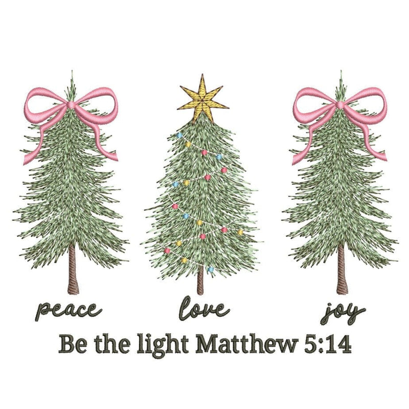 Christmas Trees Peace Love Joy Bible Quote Embroidery Design, 3 sizes, Instant Download Embroidery/Applique DESIGNS Nino Nadaraia 