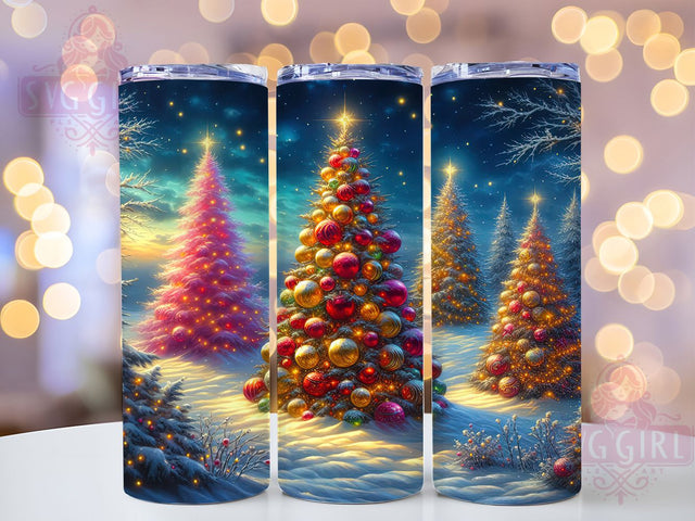 Christmas Trees Winter Tumbler, Holiday Tree Wrap, Festive Tree Sublimation, 20oz Christmas Tumbler, Seasonal Tree Art, Winter Forest Mug, Snowy Tree Cup Sublimation SvggirlplusArt 