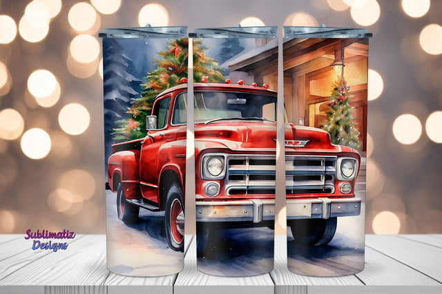 Christmas Truck 20 oz Skinny Wrap | 20 oz Skinny Tumbler Wrap Sublimation Christmas Design Sublimation Sublimatiz Designs 