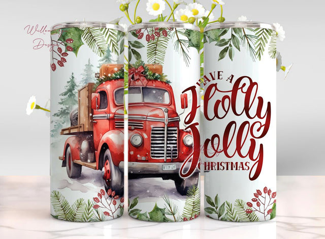 Christmas truck 20oz Tumbler Wrap, Winter tumbler PNG, Xmas PNG Tumbler Design Sublimation, Designs Downloads Sublimation WillowSageDesign 