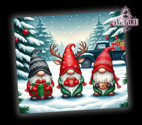 Christmas Truck Gnome, 20oz Tumbler Wrap, Sublimation PNG, Holiday Tumbler Design, Gnome Tumbler, Digital Download, Christmas Decor Tumbler Sublimation SvggirlplusArt 
