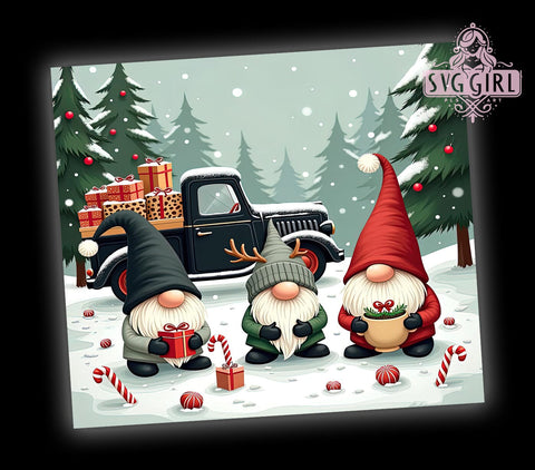Christmas Truck Gnome, 20oz Tumbler Wrap, Sublimation PNG, Holiday Tumbler Design, Gnome Tumbler, Digital Download, Christmas Decor Tumbler Sublimation SvggirlplusArt 