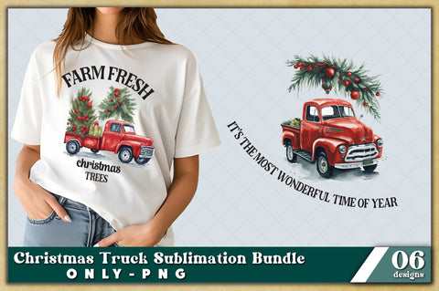 Christmas Truck PNG | Watercolor Sublimation Bundle | Junk Journal | Christmas Digital Planner | Collage Images | Digital Paper Craft Sublimation Jagonath Roy 