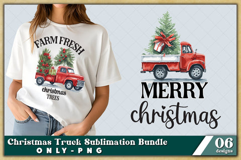 Christmas Truck PNG | Watercolor Sublimation Bundle | Junk Journal | Christmas Digital Planner | Collage Images | Digital Paper Craft Sublimation Jagonath Roy 
