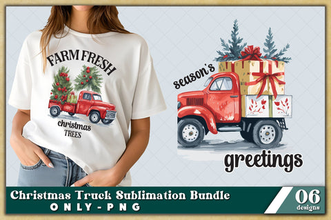 Christmas Truck PNG | Watercolor Sublimation Bundle | Junk Journal | Christmas Digital Planner | Collage Images | Digital Paper Craft Sublimation Jagonath Roy 