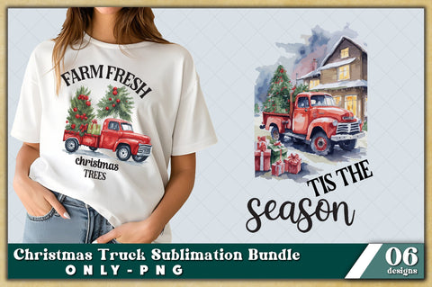 Christmas Truck PNG | Watercolor Sublimation Bundle | Junk Journal | Christmas Digital Planner | Collage Images | Digital Paper Craft Sublimation Jagonath Roy 