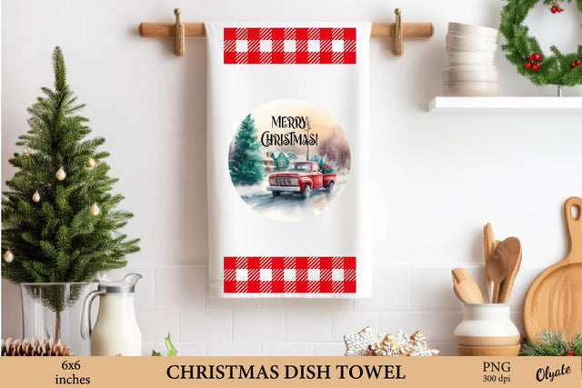 Christmas Truck Sublimation PNG. Dish Towel Sublimation PNG. Sublimation Olga Terlyanskaya 