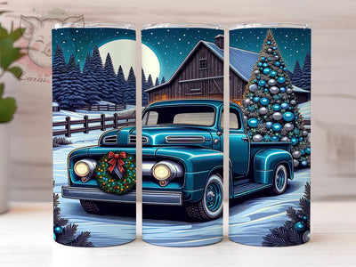 Christmas Truck Tumbler, Blue Truck Sublimation Wrap, 20oz Drinkware, Holiday Tree Design, Festive Tumbler Art, Merry Christmas Decor, Digital Download Sublimation Lara' s Designs 