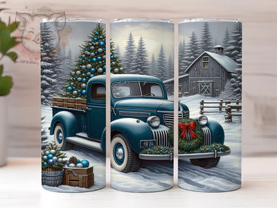Christmas Truck Tumbler, Blue Truck Sublimation Wrap, 20oz Drinkware, Holiday Tree Design, Festive Tumbler Art, Merry Christmas Decor, Digital Download Sublimation Lara' s Designs 
