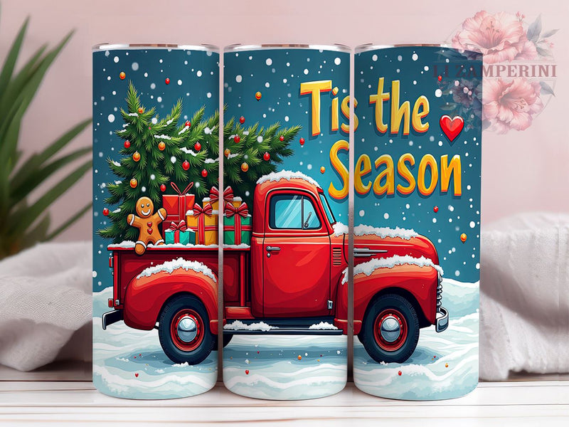 Christmas Truck Tumbler, Red Truck Design, 20 Oz Tumbler, Sublimation PNG, Holiday Drinkware, Winter Decor, Christmas Sublimation Design Sublimation Li Zamperini 